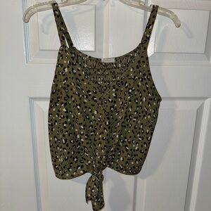 Sienna Sky Leopard Print Tie-Front Top - Size L 💚